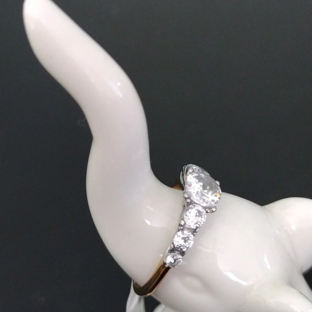 Women's Bling Stainless Steel Bridal Two Tone Cocktail Ring - Picture 7 of 16